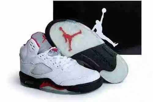 Jordan Dan réplica genuina de quinta generación de zapatos blancos y rojos para hombre lanzados el 1