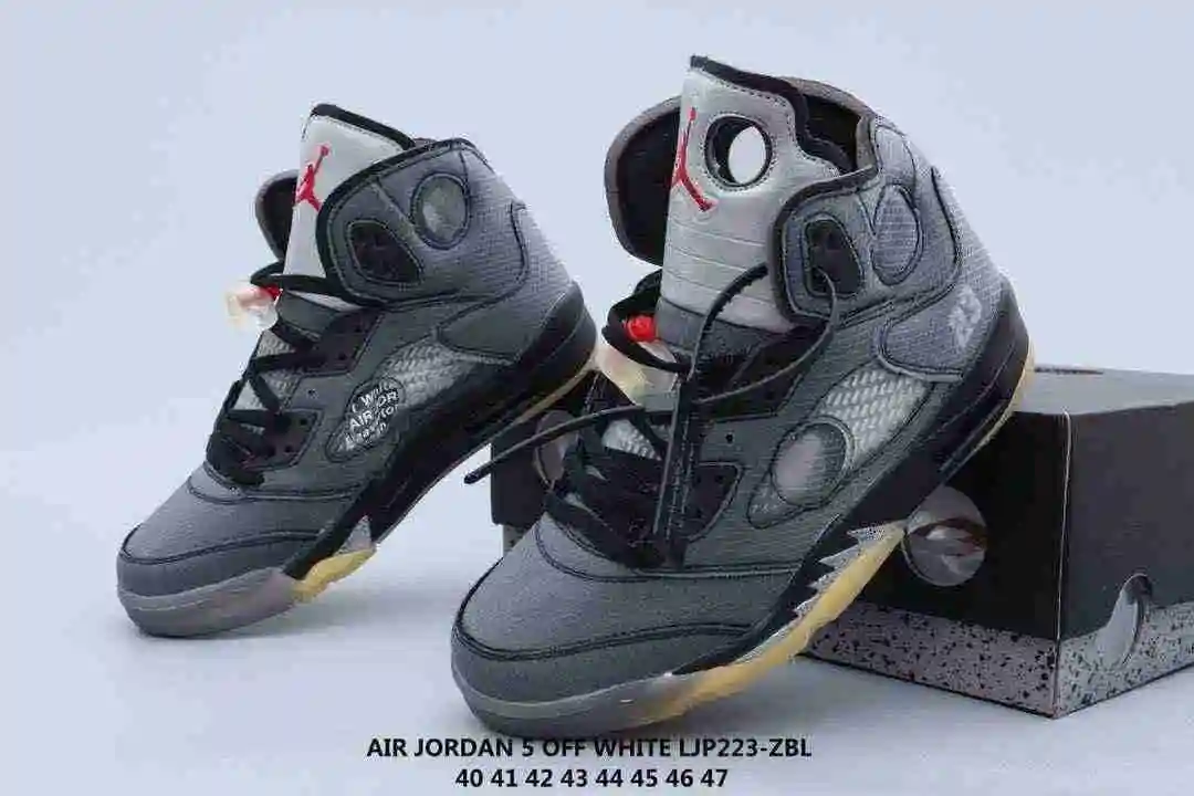 OFF WHITE X Air Jordan 5 Jordan Dan 5th Generation Co marca 40-47 Tri Color
