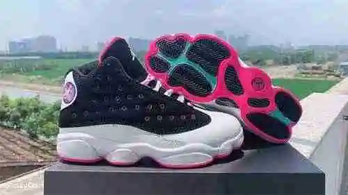 Air Jordan 13 GS Blanco y negro Huevo rosado Super A 36 #~40#