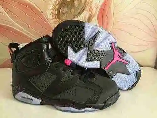 Air Jordan 6 Negro Rosa 3M Zapato de mujer Cinturón de dos capas Sello de acero + Auténtico 36-40