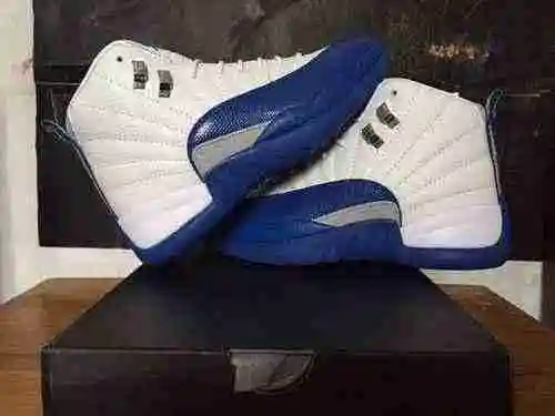 Jordan12 Blanco Azul Zapato Hombre Super A+Steel Stamp 40-46