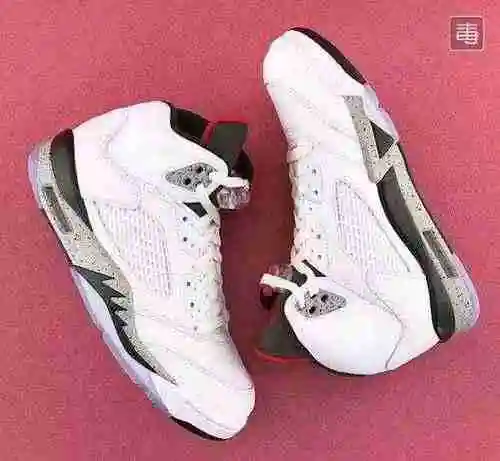AJ5 zapatos de hombre estándar verdadero de dos capas de imitación de cemento blanco 40-47 con media
