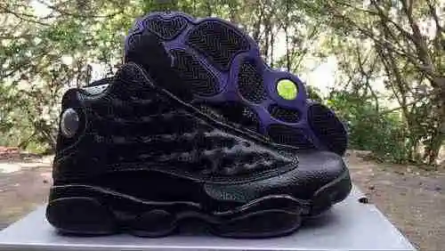 AJ13 Negro Púrpura True Eye Auténtico Super A Cordón para hombre Tamaño medio