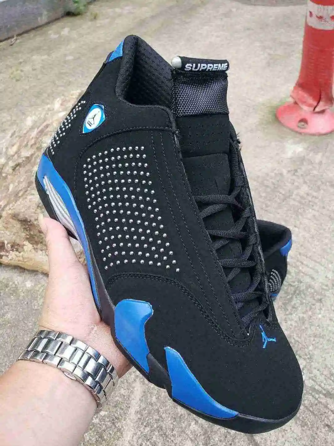 Supreme x Air Jordan 14 黑蓝钻石.webp