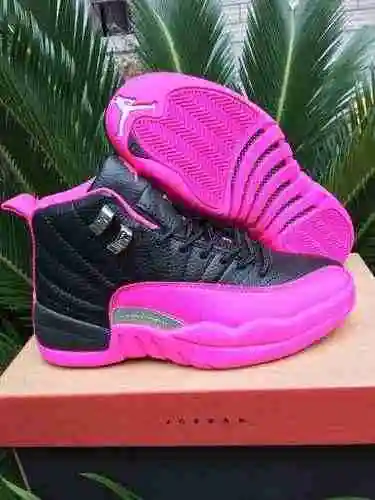 Jordan12 Negro Rosa Super A& Amp; Zapatos de mujer ordinarios 36-40.