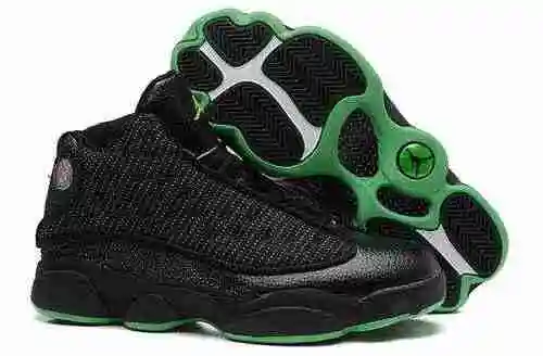 AJ13 Negro Verde Super A Zapato para hombre 8-13