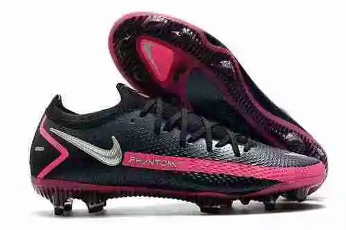 Llegada) Nike Phantom GT Negro Rosa Impermeable Full Knit Original Sole FG Bota de fútbol Nike Phant
