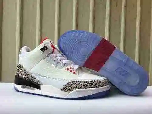 JORDAN3 blanco gris negro (suela transparente) zapatos de hombre ordinarios 41-47
