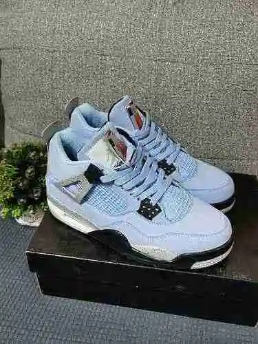 Air Jordan 4 UNC AJ4 Universidad Azul Carolina del Norte Azul Little TS Ice Blue Pareja Zapatos 36-4