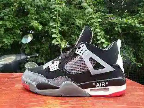 AJ4 Jordan Dan 4th Generation OFF WHITE x Air Jordan 4 Negro Gris Rojo Co marca Zapato para hombre 4