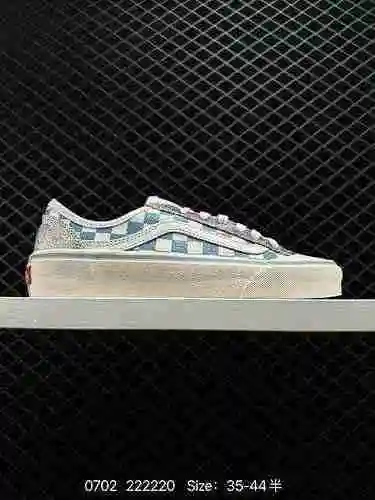Banda Auténtica Vans Tamaño Medio Vans Estilo Oficial 36 Azul Blanco Cuadros Contraste Simple Casual