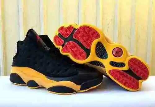Zapatillas JORDAN 13 negras y amarillas para hombre: 41-47
