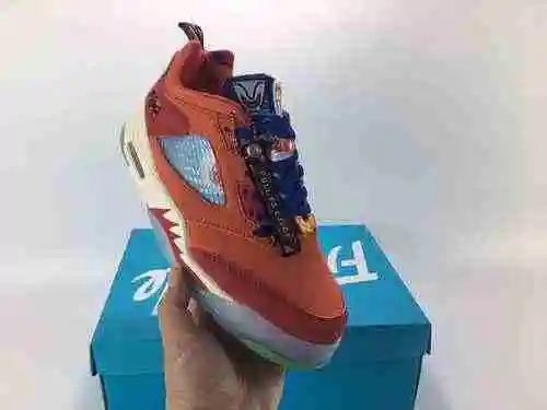 AIR JORDAN 5 AJ5 LOW Zapato de baloncesto de caña baja azul naranja Mandarin Duck Charity DR6287-686