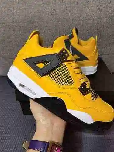 Zapato de baloncesto Air Jordan 4 AJ4 Yellow Lightning, calzado para hombre 40-47, incluido medio ta