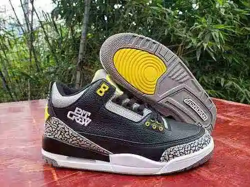 AIR JORDAN3 Jordan Dan 3rd Generation Negro Gris Amarillo Zapatillas Hombre 40-47