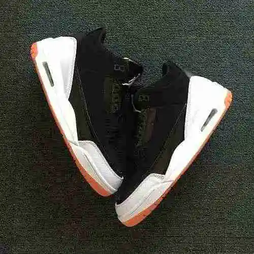 AIR jordan3 nueva combinación de colores zapatos de caucho crudo negro para hombres y mujeres 36-47
