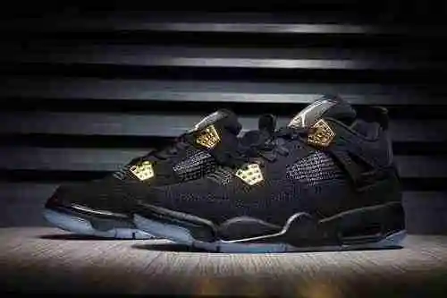 Jordan 4 Black Gold No Wear (suela transparente brillante) Zapatos para hombre: 41-47 # Enviado