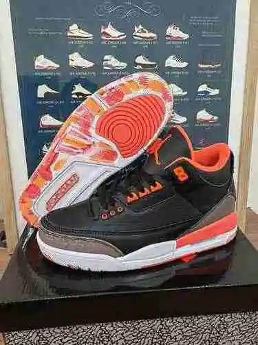 Jordan3 Negro Naranja Rojo 36-47