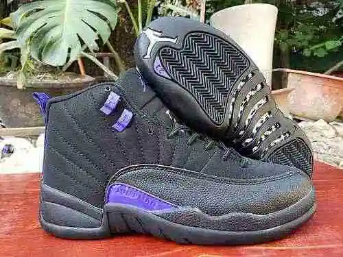 AIR JORDAN12 Jordan Dan 12 Negro Púrpura& Rojo y negro zapatos de hombre 40-47