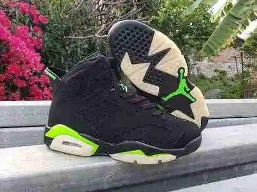 AIR JORDAN6 Jordan Dan 6th Generation Negro Verde Resplandor Parte inferior 40-47