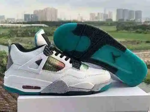 Air Jordan 4 Jamaica Blanco Rojo Verde Gris Agua Moteado 40 #~47#