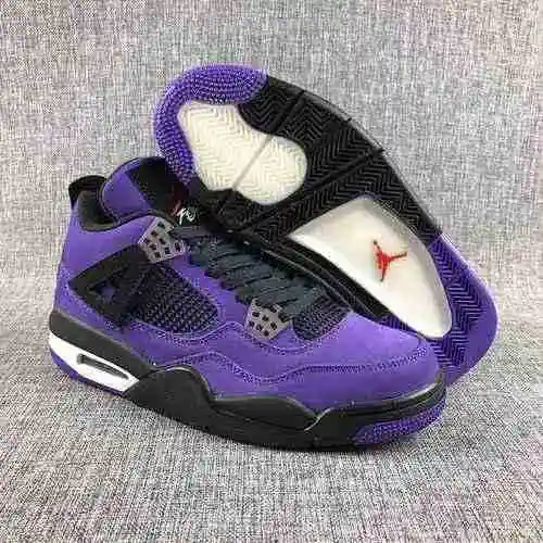 Travis Scott x Air Jordan 4 Co marca Púrpura y marca Co Gamuza azul y talla 40--47.5