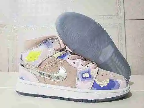 AIR jordan1 mid plata púrpura mid top zapatos para hombre y mujer 36-45