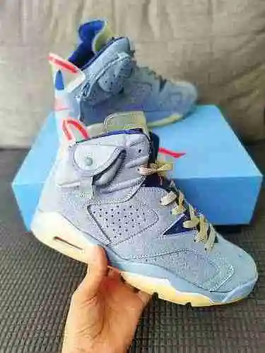 Travis Scott x Air Jordan 6 Jordan 6 Zapato de baloncesto azul Carolina del Norte 40-47 incluyendo m