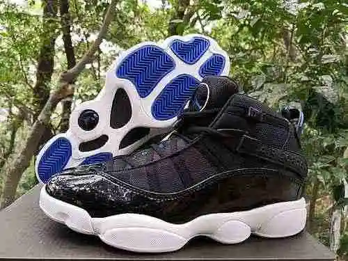 Air Jordan 6 Rings [Negro y blanco azul real] Super A Zapato para hombre Caja estándar original Tama