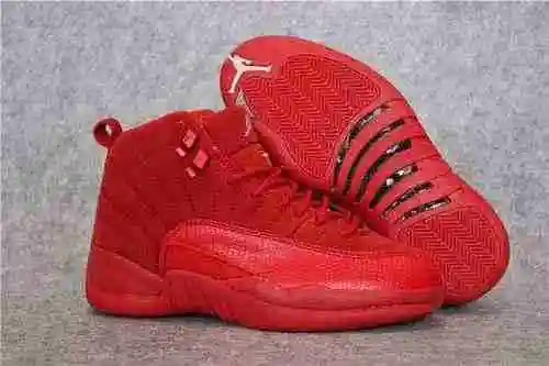 Air Jordan 12 Piel de ciervo roja completa Piel inversa 36-47