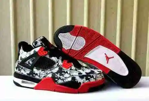 JORDAN 4 zapatos de hombre con graffiti; 40-47