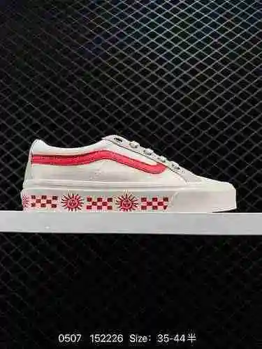 3 Yu Wenle Mismo SK8-LOW Sun Print VANS SK8-LOW REISSUE SF White Red Sun Checker Print Canvas Zapato