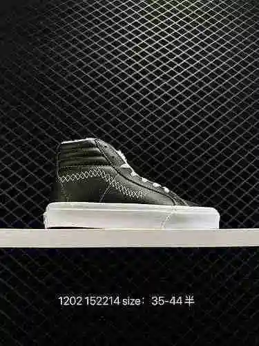 7 Vans Zapatos de hombre y mujer de felpa negra de cuero clásico con bordado coreano Tamaño: 35 36 3