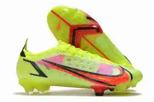 Llegada) Nike Assassin 14th Generation Amarillo Rojo Traje Low top Waterproof Knit FG Bota de fútbol