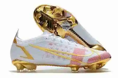 Llegó/heredado) Nike Assassin 14th Generation Blanco Rojo Oro Traje Low top Waterproof Knit FG Bota 