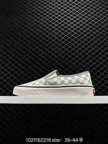 90000 Vans Slip-On Cream Green Checkerboard Box Caja de zapatos de lona informal retro japonesa ofic