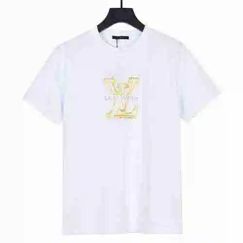 Louis Vuitton/Louis Vuitton 23ss Verano Nueva camiseta de manga corta con logo clásico amarillo impr