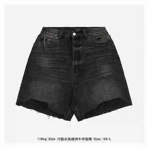 ◇ Blcg 23ss Corte con cuchillo, lavado con agua, pantalones cortos de mezclilla rotos