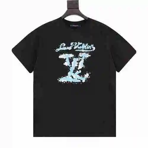 Manga corta con estampado de letras de llama azul 1V 23ss
