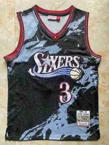 76ers Talla 3 Iverson Vintage Estampado Negro