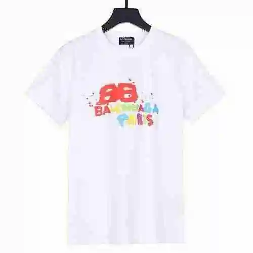 Balenciaga Doble B Letra Graffiti Blanca Manga Corta