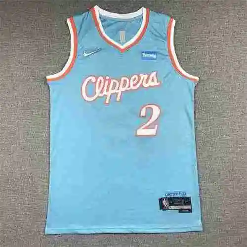 22.ª temporada Clippers 2 Leonard Blue City Edition Logotipo de diamante del 75.º aniversario