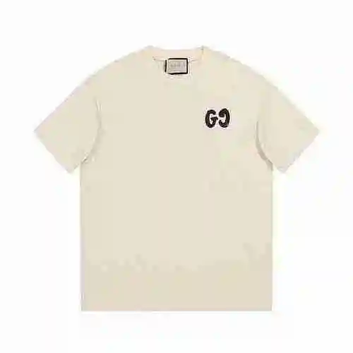 GUCCI Gucci 23ss Verano Nueva letra de caligrafía dibujada a mano Doble G Manga corta