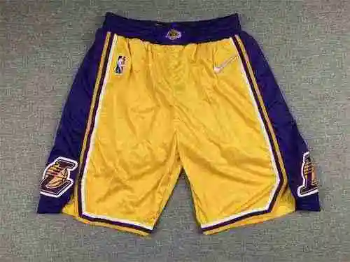 Pantalones de baloncesto amarillos retro de los Lakers de la temporada 22, logotipo de diamante del 