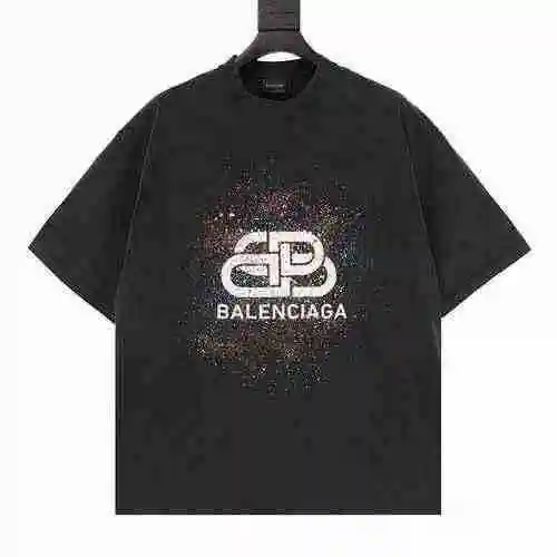 Camiseta con cuello redondo y estampado con botones de bloqueo de tinta moteada Blcg