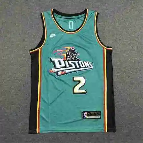 Pistons 2 Cad Cunningham 22-23 Nueva temporada Vintage Big Horse Head Verde