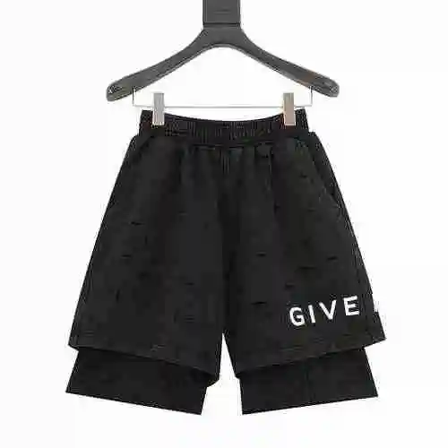 GVC 23SS pantalones cortos falsos de dos piezas de doble capa rotos