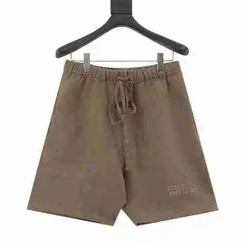 FEAR OF GOD DOUBLE LINE ESSENTIALS Temporada 8 Pantalones cortos deportivos sueltos con letras floca