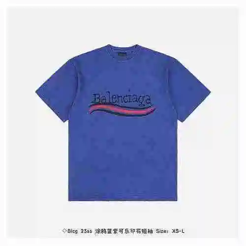 ◇ Blcg 23ss graffiti azul morado cola estampado manga corta