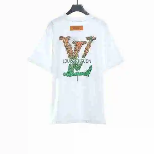 LV espalda tres flores logo de rompecabezas de manga corta